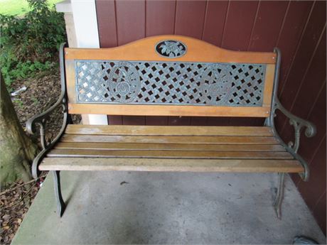 Porch Bench: Cast Iron & Wood