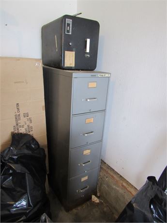 Older Steelcase Filing Cabinet & Sentry Safe
