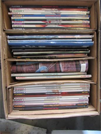 Large Box of Playboy Magazines Late 80s 1990 & Penthouse 80s