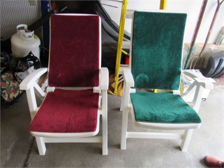 Pair of Plastic Bemis Chairs w/ Carpet Attached to them