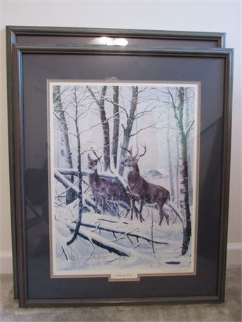 Charles Denault Deer Print: "Seasons Past", Framed Numbered/Signed
