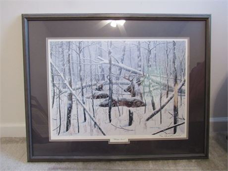 Charles Denault Deer Print: "Whisper Quiet", Framed Numbered/Signed