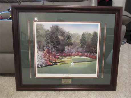 Golf Print: Thirteenth Hole in Full Bloom Augusta Bill Pendergrass Signed/Framed