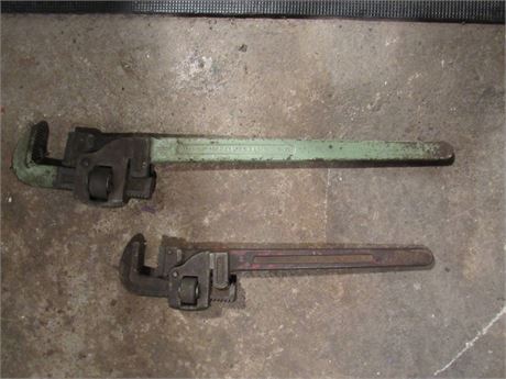 Two Vintage Large Pipe Wrenches