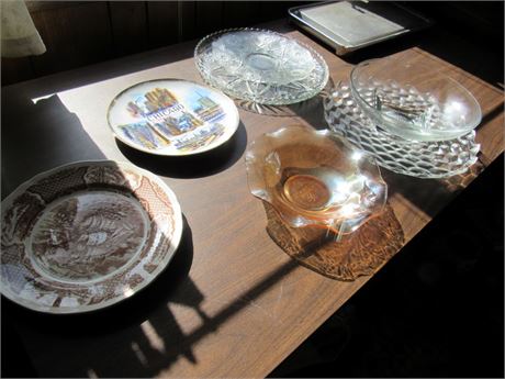 Vintage Glass & Plate Lot