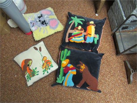 Funky Vintage Throw Pillow Lot