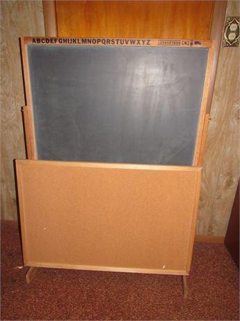 Vintage Child's Chalkboard & Bulletin Board