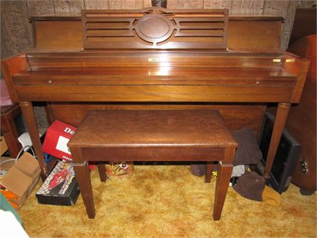 Vintage Grand Piano on Wheels w/ Bench