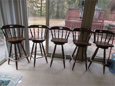 Lot of 5 Matching Wood Captain Chairs