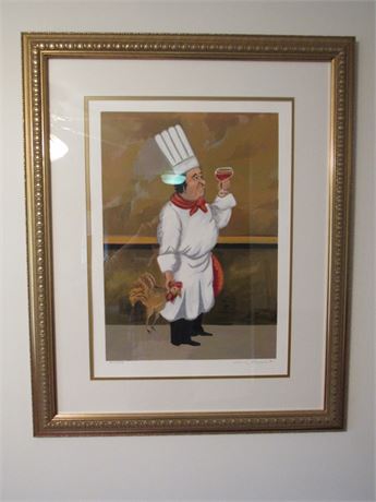 Framed Art Print of Italian Chef, Numbered & Signed