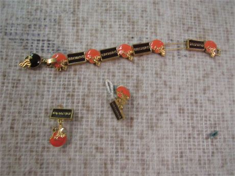 Cleveland Browns Bracelet & Matching Clip-On Earrings