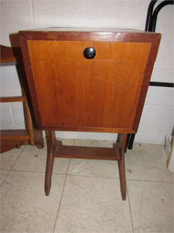 Vintage Wood Sewing Storage Cabinet