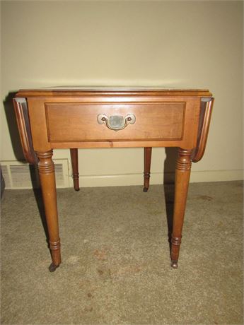 Statton Drop Leap End Table, Vintage Wood