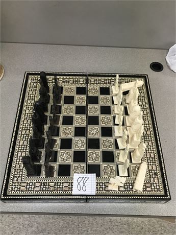 Vintage Inlaid Chess/Checkers/Backgammon Board