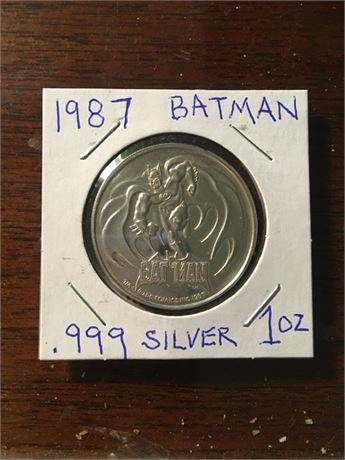 1987 Batman .999 Silver Cartoon Creations 1 OZ Coin