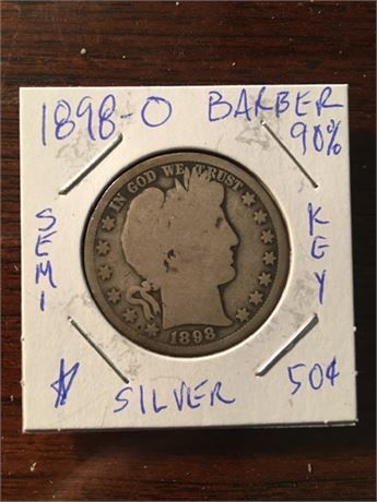 1898-O Barber Silver Half Dollar, Semi-Rare