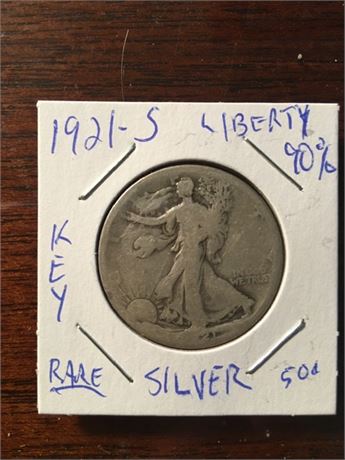 1921 S Standing Liberty Silver Half Dollar, Rare