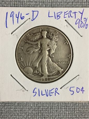 1946 D Standing Liberty Silver Half Dollar