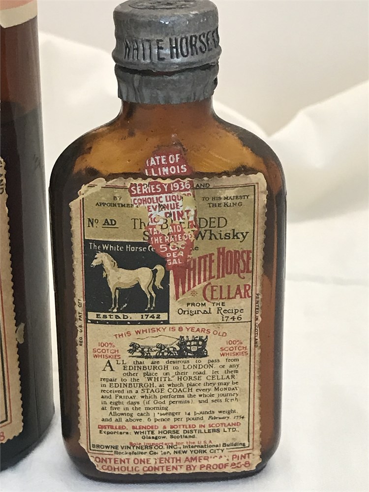 BlindSquirrelAuctions - Vintage White Horse Whiskey Bottles (Contents ...