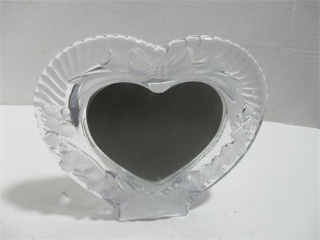 New 8" Heavy Glass Crystal Heart Shaped Picture Frame