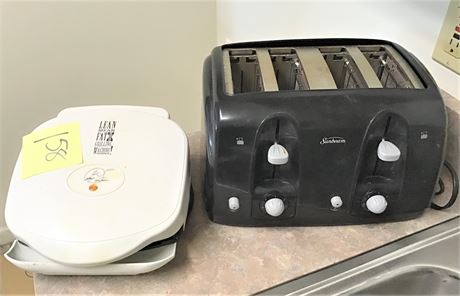 Sunbeam Four Slice Toaster & Small George Foreman Grill