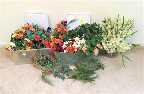Assorted Artificial Flowers and Wreath